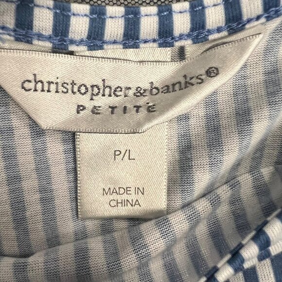 Christopher & Banks Petite Embroidered Floral Layered Top Blue/Multi Size Large - Picture 8 of 9